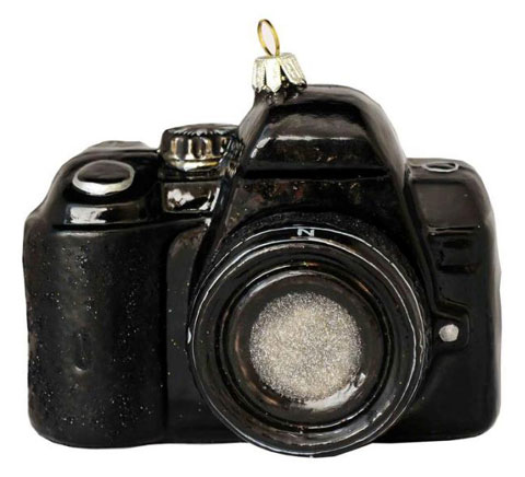 Camera on Slr Camera Christmas Ornament With Lens