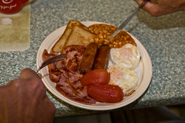 Regular Diner Tucking Into An All Day Breakfast - Annies Tea Bar