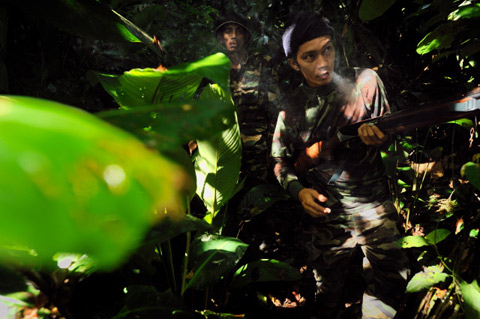 Mark_Leong MALAYSIA. Hunters illegally stalk the woods, mainly looking to poach protected muntjac deer, but ready to take opportunities as they present themselves.